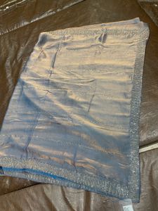 Blue &amp; Gold Accented Sari Fabric