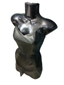 Western Black Faux Leather Party Dress Small