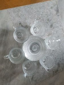 Vintage Glass Teacup &amp; Saucer Set