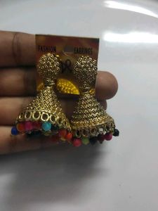 Gold-tone Jhumka Earrings
