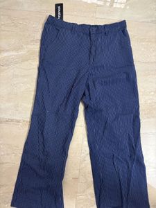 Navy Striped Trousers