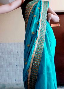 PRICEDROP Embroidery Border Mirror Work Saree