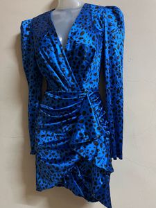 Blue Animal Print Mini Dress