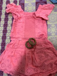 GAP Coral Eyelet Top &amp; Skirt Set With A Freebie
