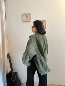 Trendy Green Corduroy Jacket
