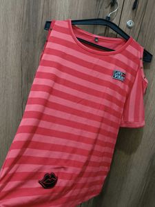 Striped Cold Shoulder Tee