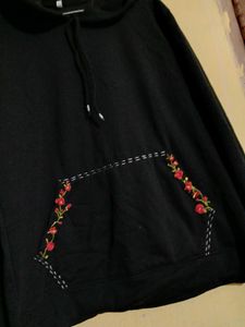 Simple Black T With Hand Embroidery