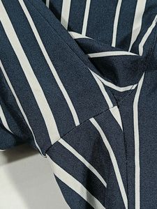 Zudio Navy Blue and White Stripes Palazzo (Women)