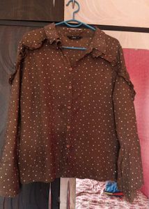 Denim Ruffle Collar Shirt &amp; Mendi colour Western s