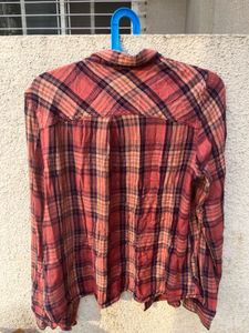 Red Plaid Button-Down Shirt