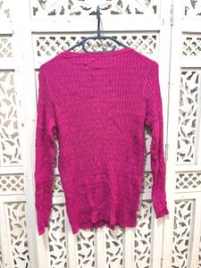 Korean Rose Ribbed Pullover Top ()