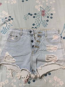 Ripped Denim Shorts