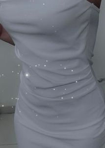 White Bodycon Ruched Cocktail Dress