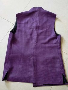 Purple Patterned Nehru Vest