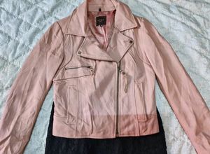 Faux Leather Jacket Pinkish Rust Colour