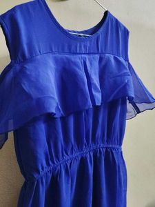 Blue Cold Shoulder Maxi Dress