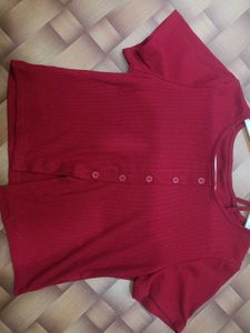 Red Button-Down Top