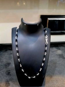 Black Moti Pure Silver Mala