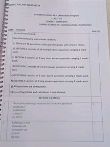 Chemistry Sample Papers