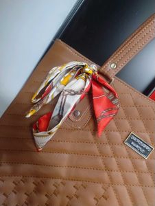 Tan Diamond Quilted Tote Bag