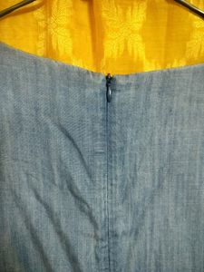 L Size Denim Dress With Pockets