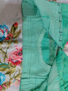 🌸Soft Satin Floral Saree - Gently Used