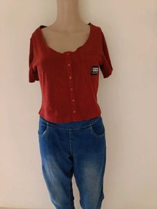 Maroon Crop Top