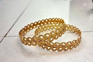 Gold Leaf Design Bangles (Set of 2)