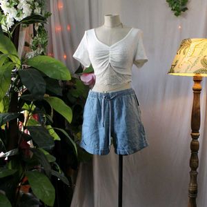 Savana White Lace Trim Crop Top