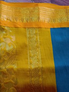 Blue &amp; Yellow Silk Saree