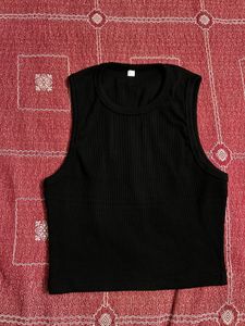 Black Ribbed Tank Top