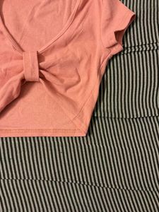 Cute Peach Crop Top with Bow