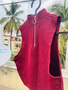 Maroon Sleeveless Top