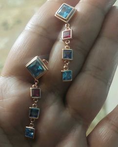 Rose gold plated 925 silver Gemstone earrings