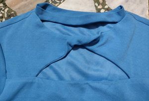 Chic Blue Cutout Top