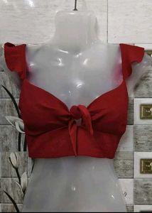 Red Tie-Front Crop Top