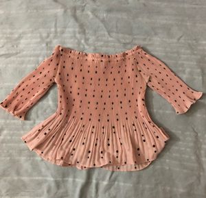 Peach Color Off-shoulder Top