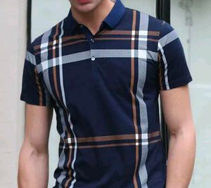Checked Navy Blue Polo Shirt