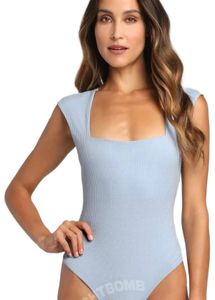 Baby Blue Square Neck Bodysuit