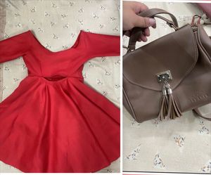 Red Dress & Handbag Combo At 499