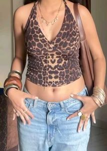 y2k leopard print top 💥