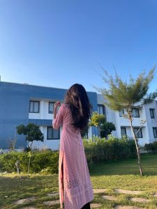 Elegant Pink chikankari Lucknowi kurti