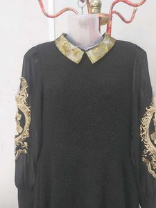 Golden Lace Design Dress