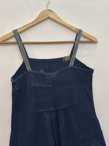Embroidery work, navy blue dress