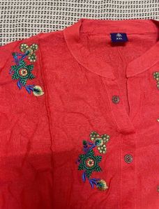 Light Red Embroidered Tunic