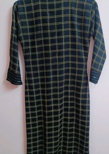 Black Plaid Mandarin Collar Kurti