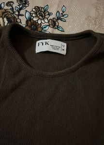 Dark Brown, Knit Mini Crop Top