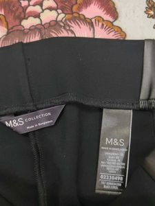 Black Partially Leather Pants