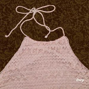 Peach Pink Halter Neck Backless Tie Up Top