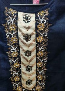Embroidered Navy Sharara Dress